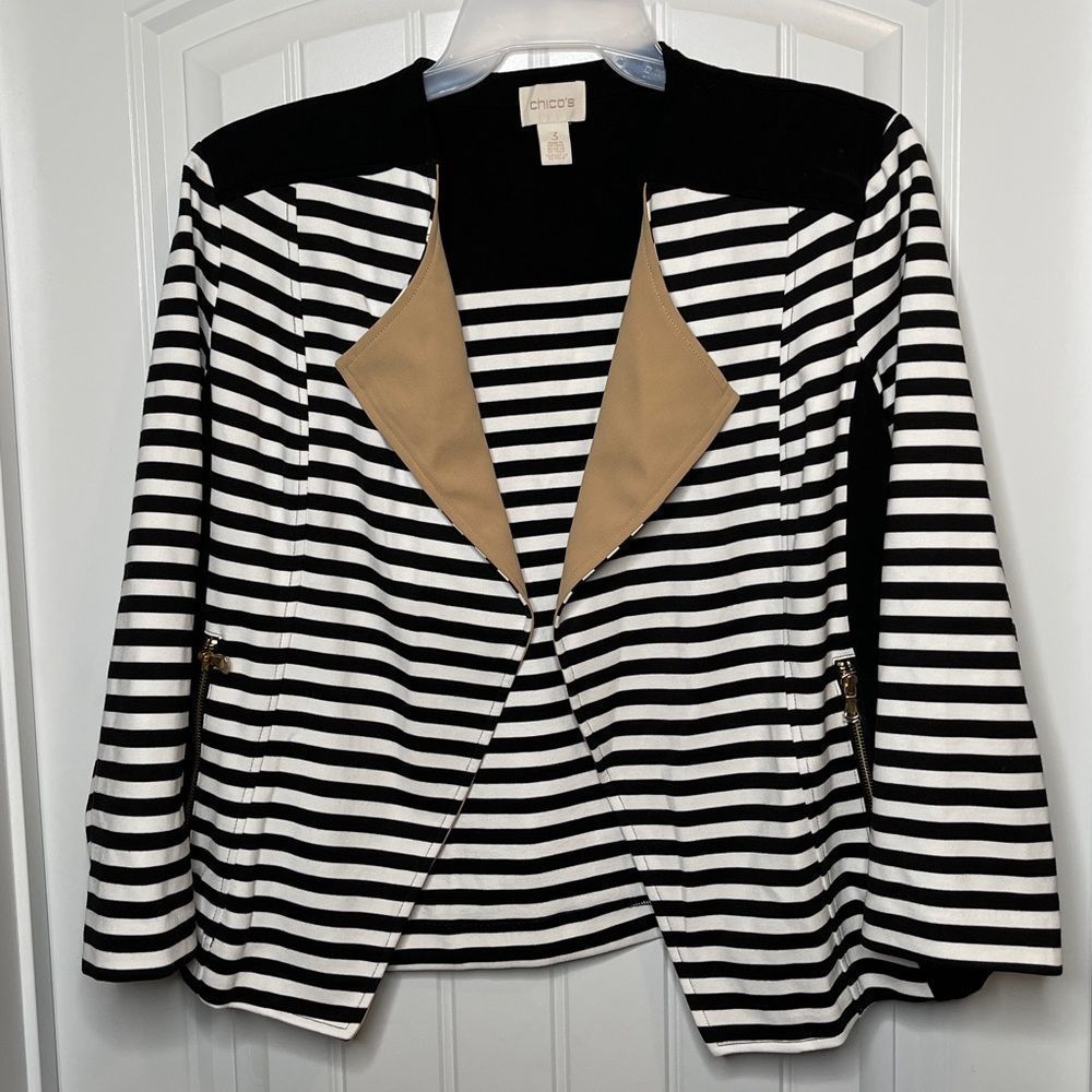 Chico’s Cropped Stripped Jacket - image 1